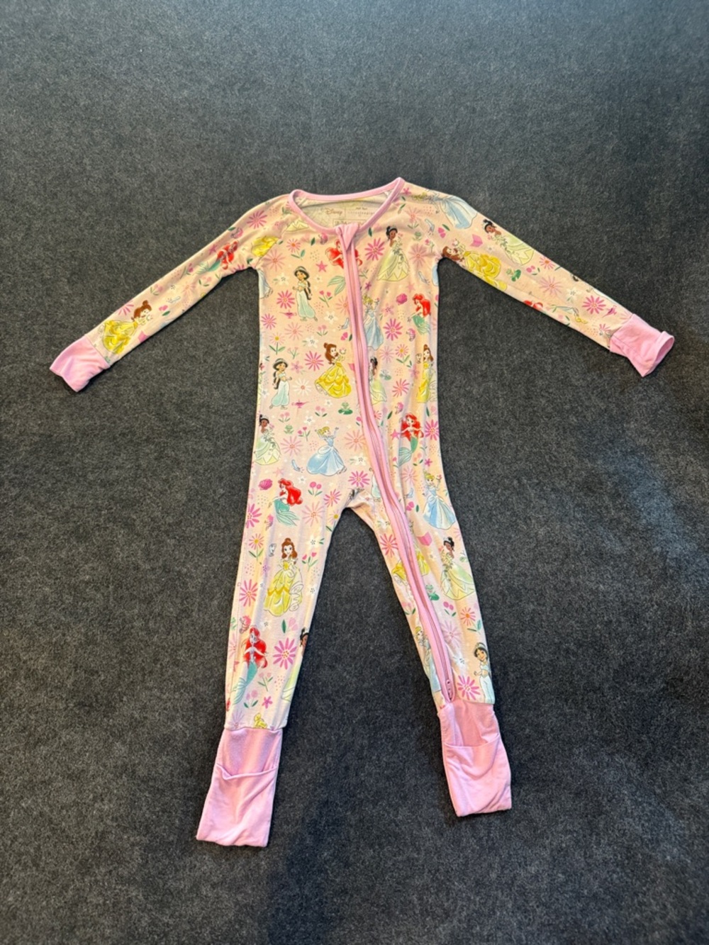 Little Sleepies Disney Princess 18-24 month Zippy Pajamas stain on sleeve